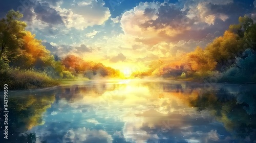 A peaceful lake reflecting a bright sky symbolizing a serene path ahead full of limitless possibilities