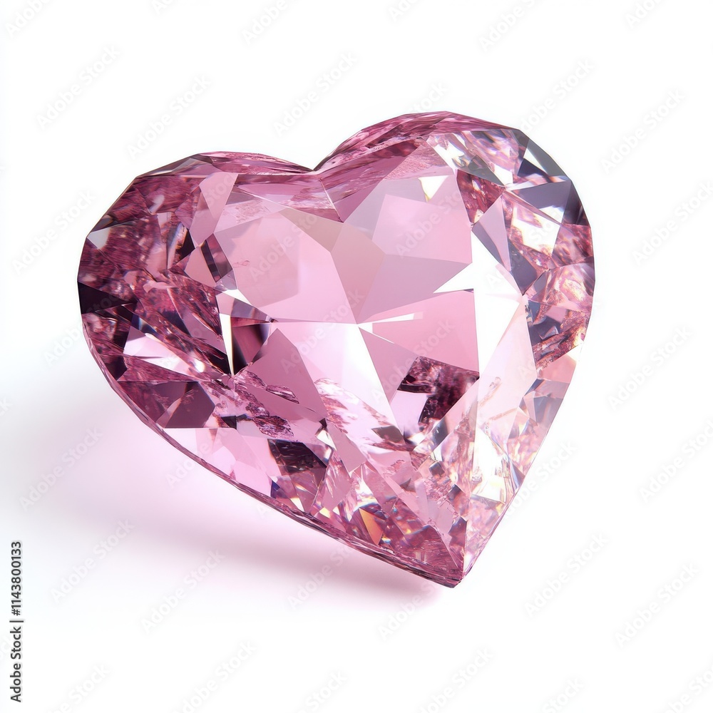 Pink heart shaped diamond isolated on white background Pink heart shaped diamond isolated on white background