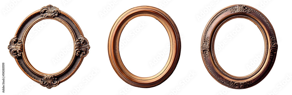 Obraz premium Ornate Oval Frames Isolated on Transparent Background, Perfect for Mockups and Design Projects