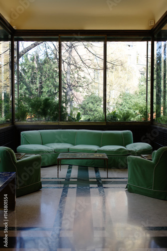 Villa Necchi Campiglio, Veranda with expansive windows