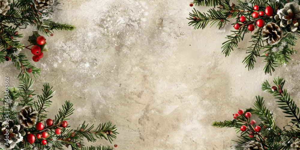 custom made wallpaper toronto digitalChristmas greeting card with fir branches, cones, and snowflakes, featuring a festive holiday design and green pine decorations,Generated By Ai