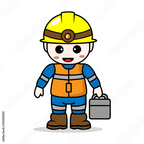 construction worker on white background