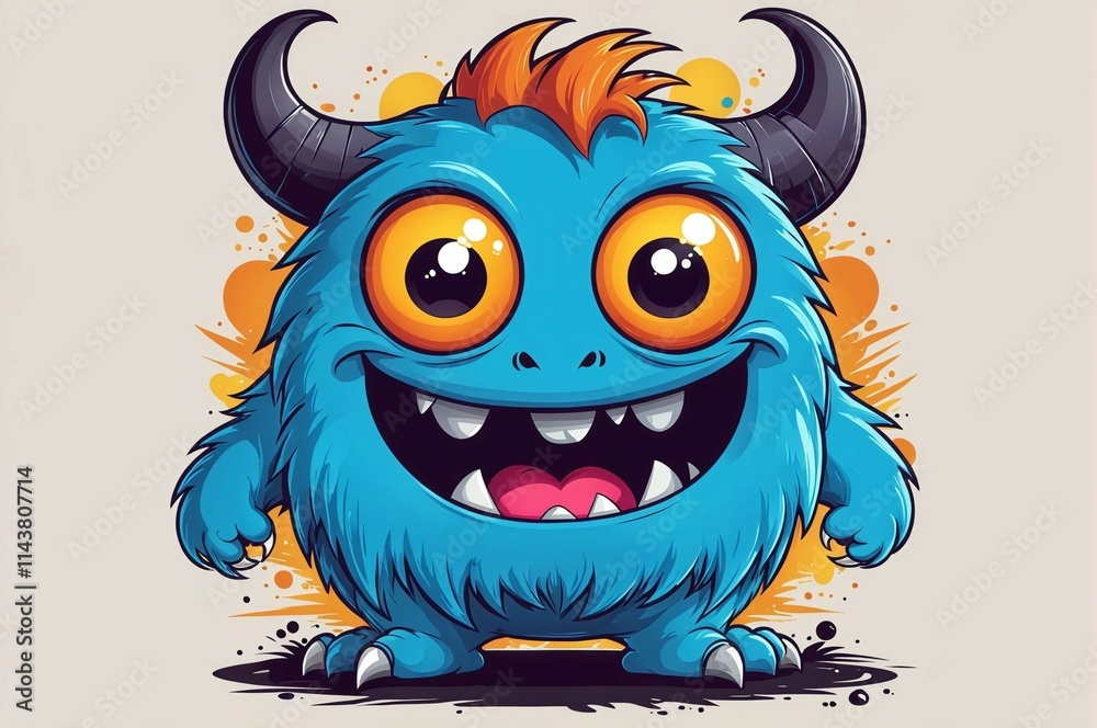 A cartoon monster with big eyes and a big smile A cartoon monster with big eyes and a big smile