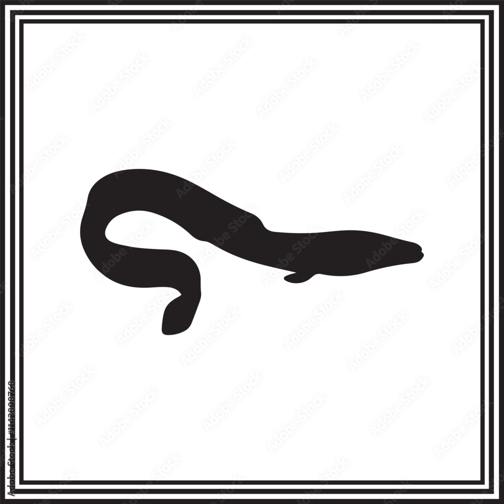 Eel vector black silhouette, ocean animal illustration Eel vector black silhouette, ocean animal illustration