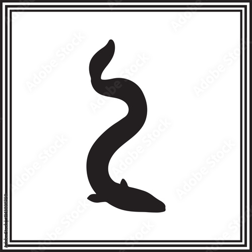 Eel icon isolated vector, silhouette of ocean animal.