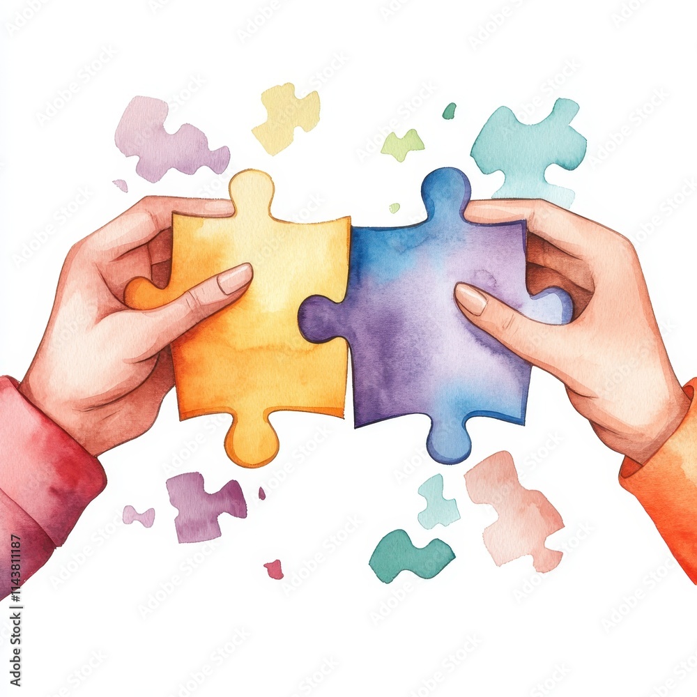 Hands delicately holding a colorful puzzle piece, symbolizing connection and problem-solving. Hands delicately holding a colorful puzzle piece, symbolizing connection and problem-solving.