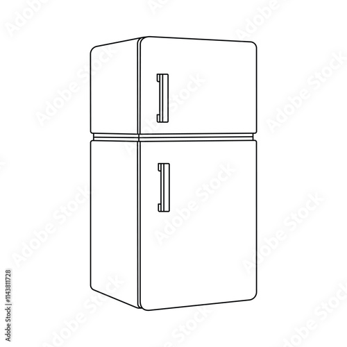 Hand drawn kids drawing vector illustration refrigerator cartoon isolated