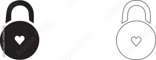 Lock with a heart in the keyhole. Vector symbol of eternal love.