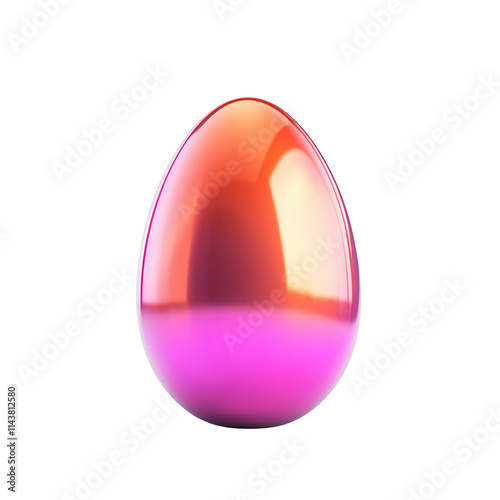 A glossy, colorful egg with a gradient from orange to pink, showcasing smooth curves and a reflective surface. photo