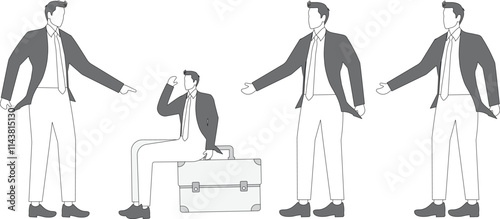 Three fingers pointing at scared businessman, businessman is blamed