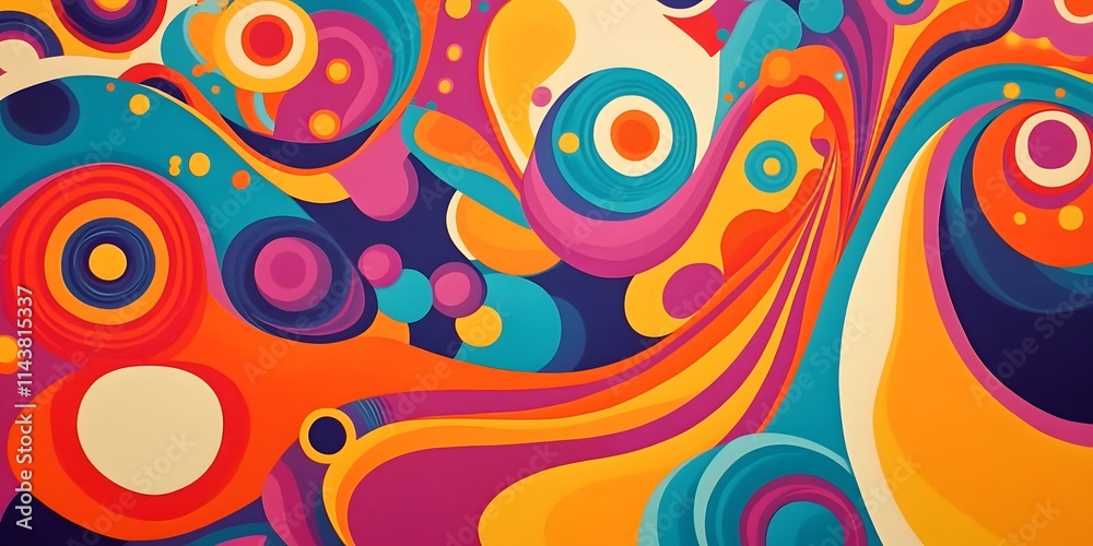 Fototapeta premium Colorful Abstract Design with Swirls and Circles in Vibrant Shades