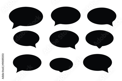 Black Speech Bubble Vector Set for Creative Communication Designs