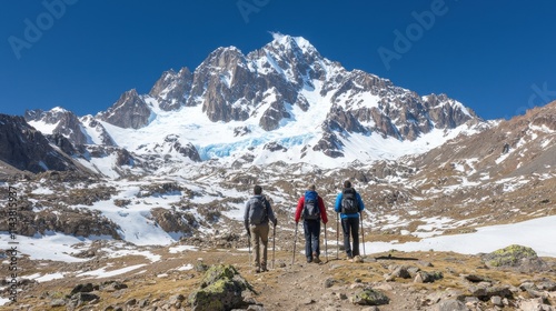 Trekking friends from diverse ethnicities in the scenic mountains adventure natural landscape captivating view