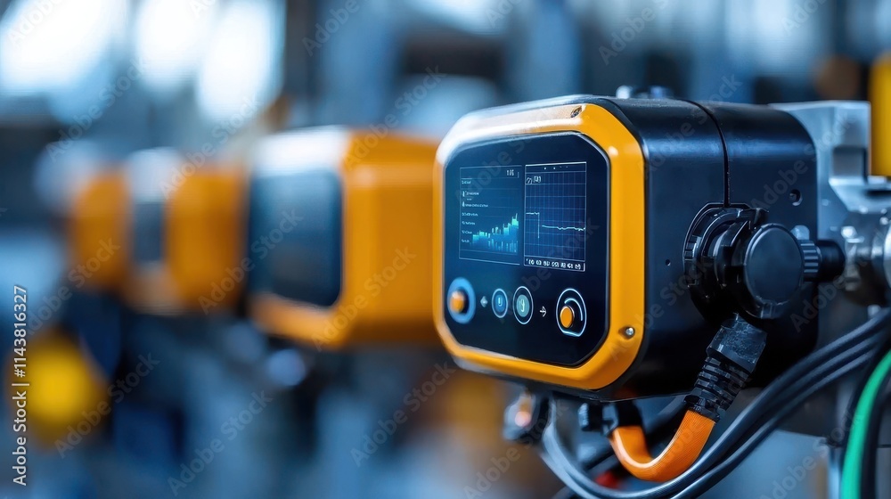 High tech dashboard with digital display and control panel for industrial machinery or futuristic technology interface High tech dashboard with digital display and control panel for industrial machinery or futuristic technology interface