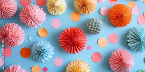 Colorful paper accessories designed for birthday celebrations, parties, and holidays enhance the festive atmosphere. These versatile paper accessories bring joy to any special occasion or event.