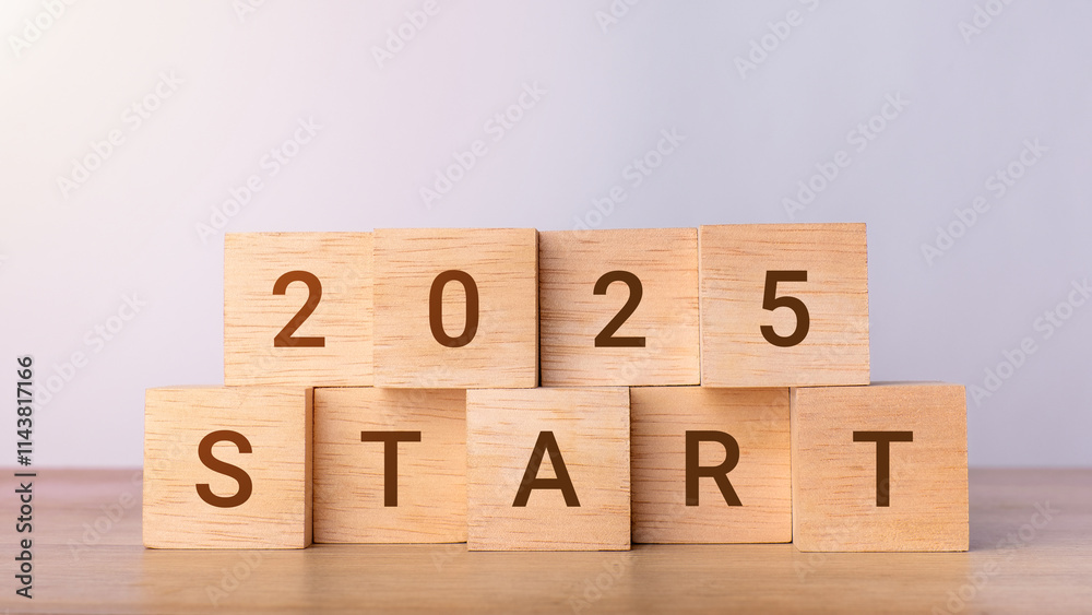 2025 Start on wooden blocks. Business growth, resolution, strategy, solution, goal, planning and New Year holiday concepts 2025 Start on wooden blocks. Business growth, resolution, strategy, solution, goal, planning and New Year holiday concepts