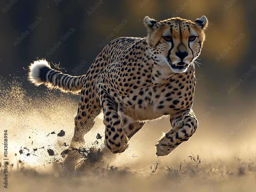 Agile cheetah sprinting across a sunlit savanna Agile cheetah sprinting across a sunlit savanna