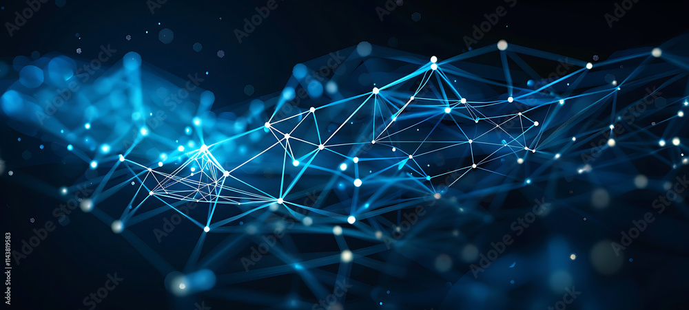 Interconnected network lines forming a digital structure in blue tones Interconnected network lines forming a digital structure in blue tones