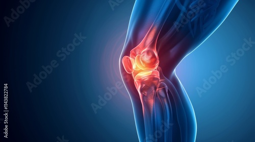 Detailed 3d representation of the anatomical structure of the knee joint for educational purposes