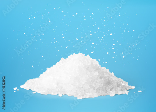 Heap salt realistic vector illustration isolated on colour background. Ready for use in your design. EPS10.	