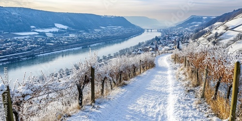 Scenic winter trail above the Rhine valley offers breathtaking views, inviting adventurers to explore the stunning landscape along this winter trail in all its natural beauty.