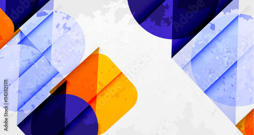 Squares, circles and triangles and grainy noisy texture. Vector Illustration For Wallpaper, Banner, Background, Card, Book Illustration, landing page