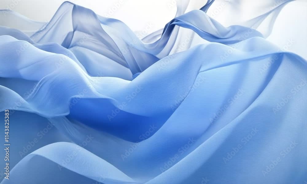 Abstract waves of blue fabric create a serene and fluid visual experience.