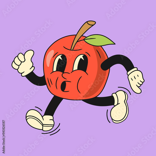 vintage apple fruit character illustration