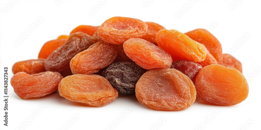 Delicious dried apricots displayed against a clean white background, showcasing the vibrant color and texture of tasty dried apricots for a visually appealing presentation. Delicious dried apricots displayed against a clean white background, showcasing the vibrant color and texture of tasty dried apricots for a visually appealing presentation.
