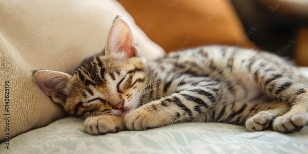 Close up of an adorable one month old Bengal kitten resting on a cozy pillow, showcasing the kitten s cute features and playful personality. This Bengal kitten radiates charm and innocence. Close up of an adorable one month old Bengal kitten resting on a cozy pillow, showcasing the kitten s cute features and playful personality. This Bengal kitten radiates charm and innocence.