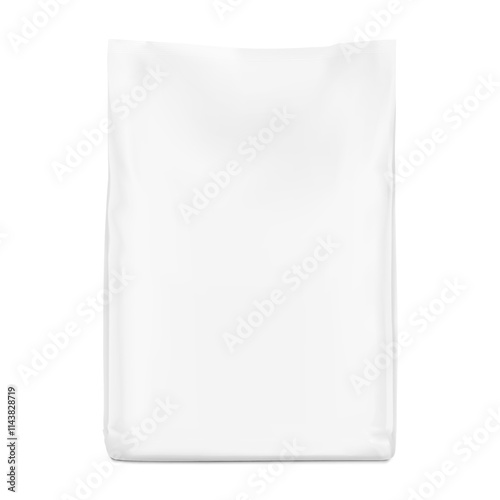 Vertical big heavy bag mockup for potting soil, chemical products, pet products. Front view. Vector illustration isolated on white background. Ready for use in presentation, promo, advertising. EPS10.