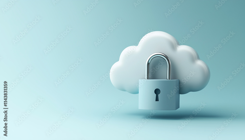 A cloud icon with a lock overlay, symbolizing secure cloud storage. Generative AI. A cloud icon with a lock overlay, symbolizing secure cloud storage. Generative AI.