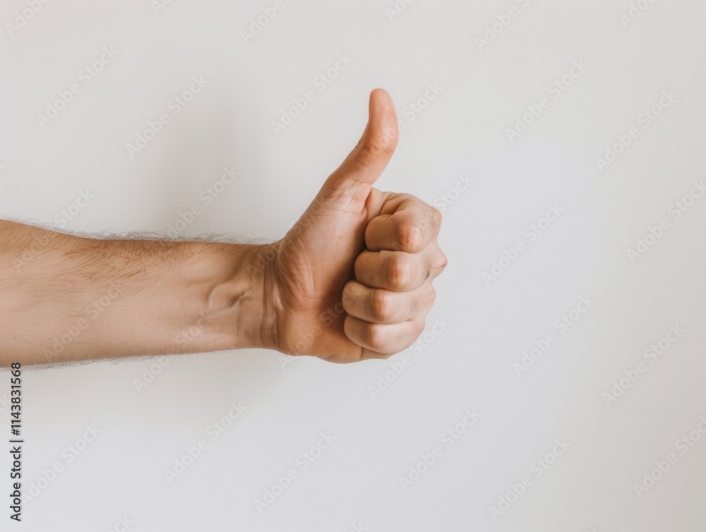 Thumbs up hand gesture on a plain white background, simple and clear focus, bright and even lighting. Thumbs up hand gesture on a plain white background, simple and clear focus, bright and even lighting.