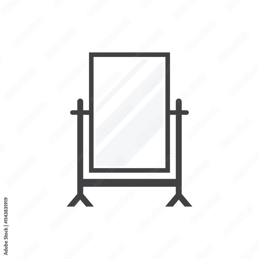 Floor mirror stand icon in flat style. Mirror glass vector illustration on isolated background. Fashion sign business concept. Floor mirror stand icon in flat style. Mirror glass vector illustration on isolated background. Fashion sign business concept.