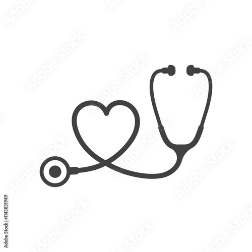 Medical stethoscope icon in flat style. Doctor instrument vector illustration on isolated background. Medicine and healthcare sign business concept.