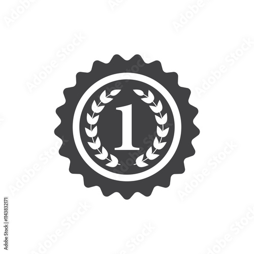 Gold medal 1st place icon in flat style. Trophy award vector illustration on isolated background. Winner sign business concept.