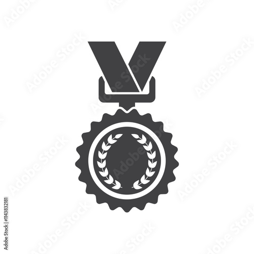 Gold medal icon in flat style. Trophy award vector illustration on isolated background. Winner sign business concept.