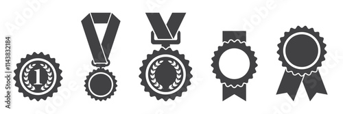 Gold medal icon in flat style. Trophy award vector illustration on isolated background. Winner sign business concept.