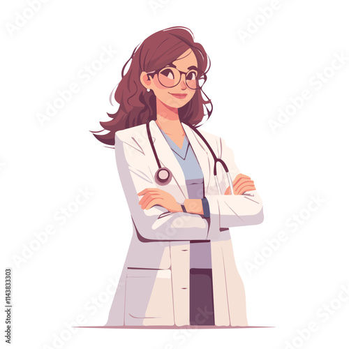 Illustration of a female doctor vector