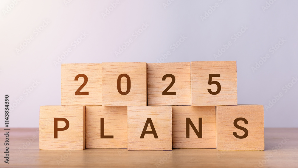 2025 Plans on wooden blocks. Business growth, resolution, strategy, solution, goal, planning and New Year holiday concepts 2025 Plans on wooden blocks. Business growth, resolution, strategy, solution, goal, planning and New Year holiday concepts