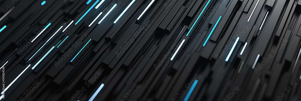 Moderner 3D-Hintergrund in Schwarz mit dynamischen blauen Streifen, abstrakte Reliefstruktur für Design und kreative digitale Gestaltung Moderner 3D-Hintergrund in Schwarz mit dynamischen blauen Streifen, abstrakte Reliefstruktur für Design und kreative digitale Gestaltung