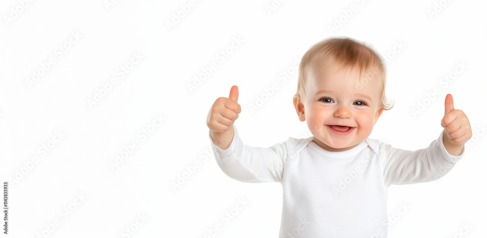 Smiling child shows approval with thumbs up gesture and joyful look Smiling child shows approval with thumbs up gesture and joyful look