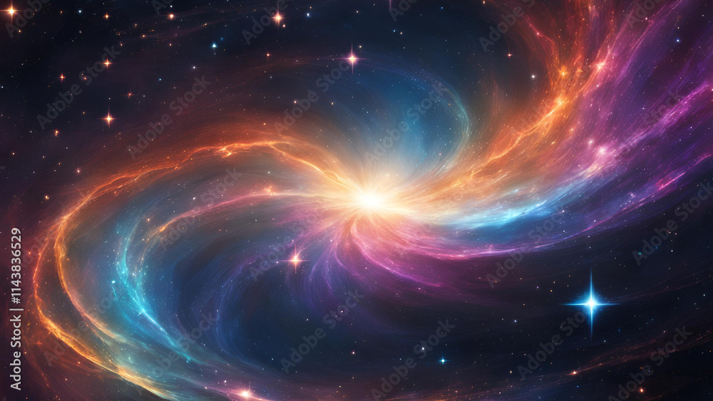 Obraz premium A star soaring across the expanse of space, perfect for scientific cinema, creates an enchanting screensaver featuring a cosmic backdrop
