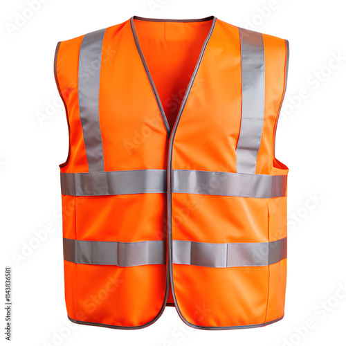 Fluorescent orange safety waistcoat isolated on transparent background. photo