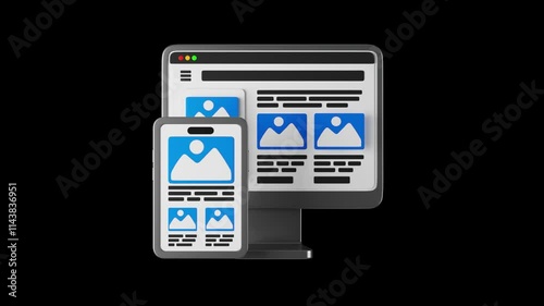 3D Animation Icon of Responsive | Alpha Channel