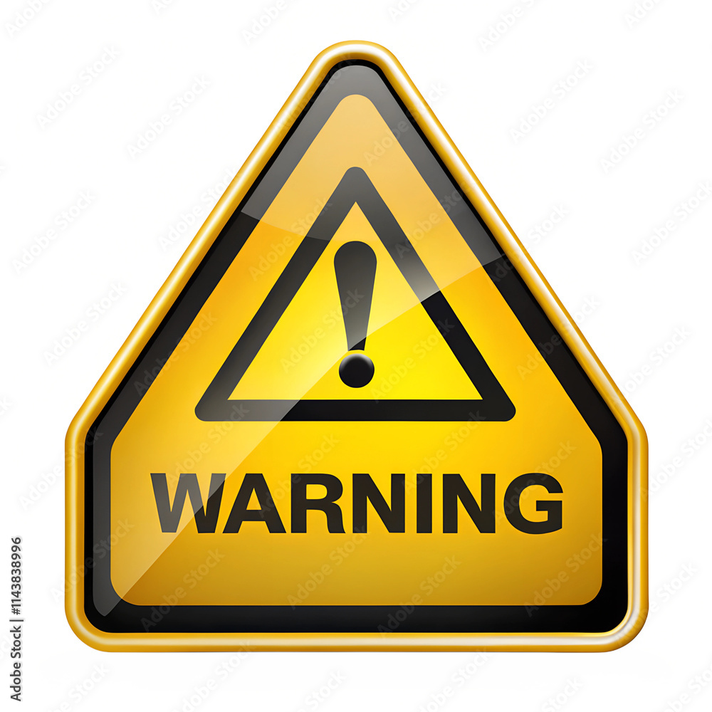 Warning sign with yellow and black color isolated on transparent background Warning sign with yellow and black color isolated on transparent background