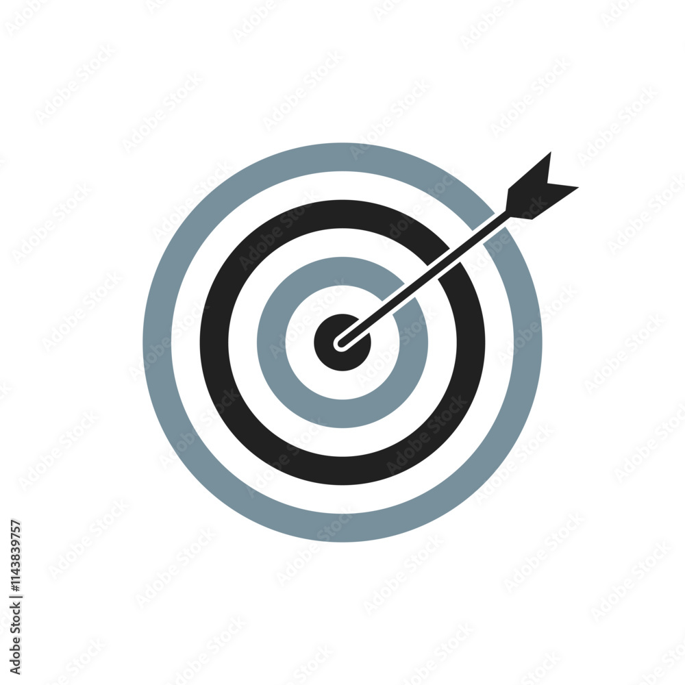 Grey and black bullseye dart target icon. Dart target goal marketing sign. Arrow dart logo vector. Winner dart sign. Grey and black bullseye dart target icon. Dart target goal marketing sign. Arrow dart logo vector. Winner dart sign.