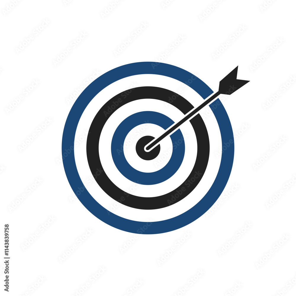 Navy blue and black bullseye dart target icon. Dart target goal marketing sign. Arrow dart logo vector. Winner dart sign. Navy blue and black bullseye dart target icon. Dart target goal marketing sign. Arrow dart logo vector. Winner dart sign.