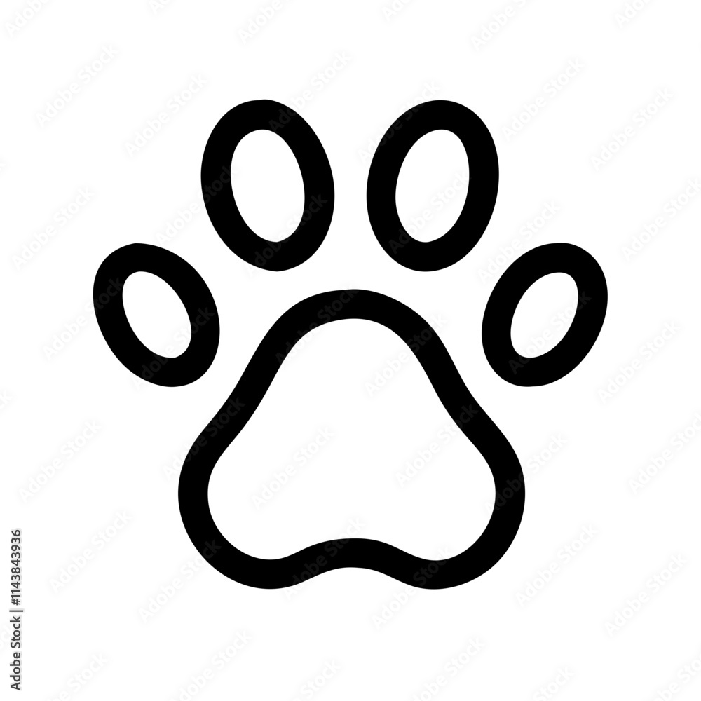 Black outline puppy paw print icon, concept of pet companionship and care Black outline puppy paw print icon, concept of pet companionship and care