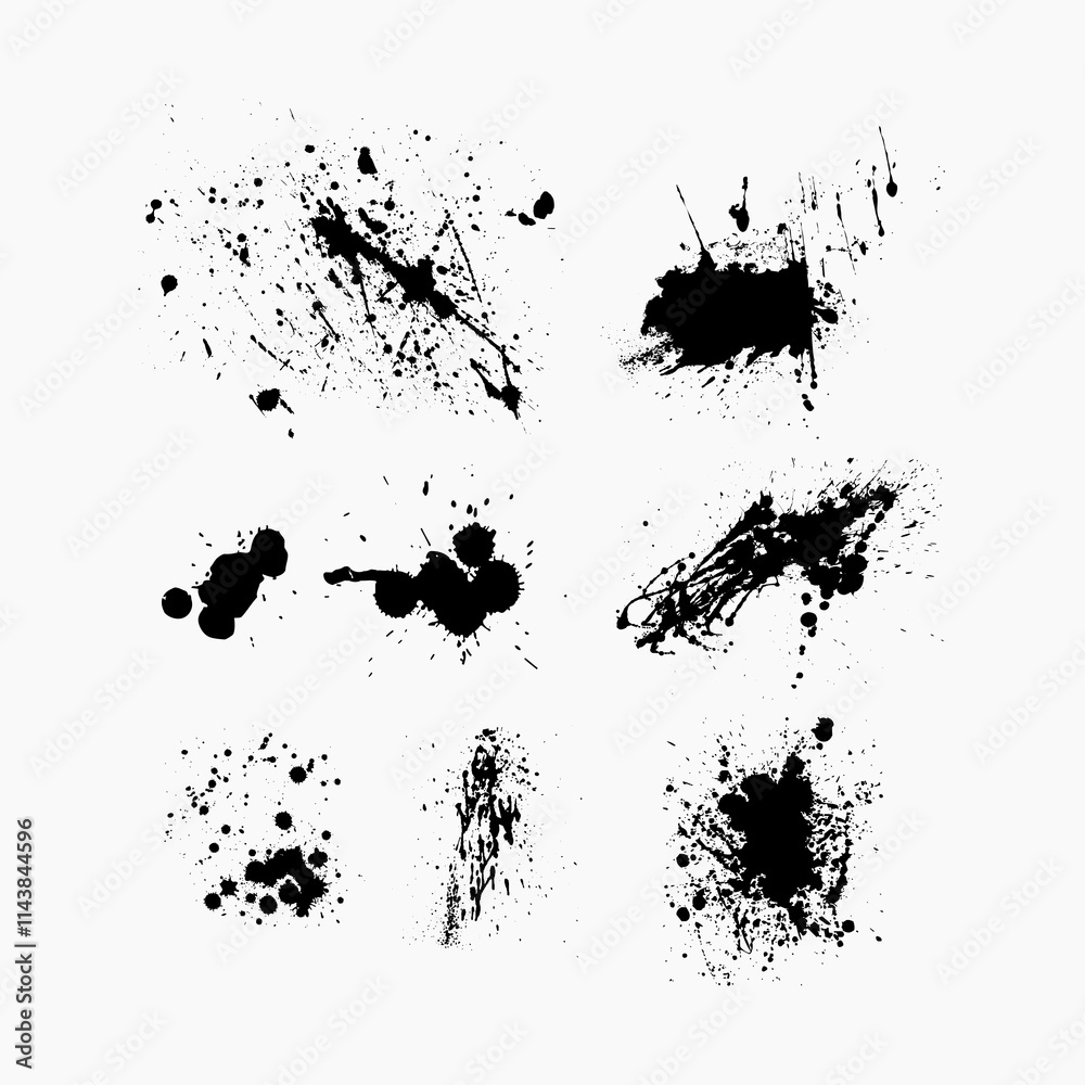 Bloodstain set of paint brush stroke drip splatter